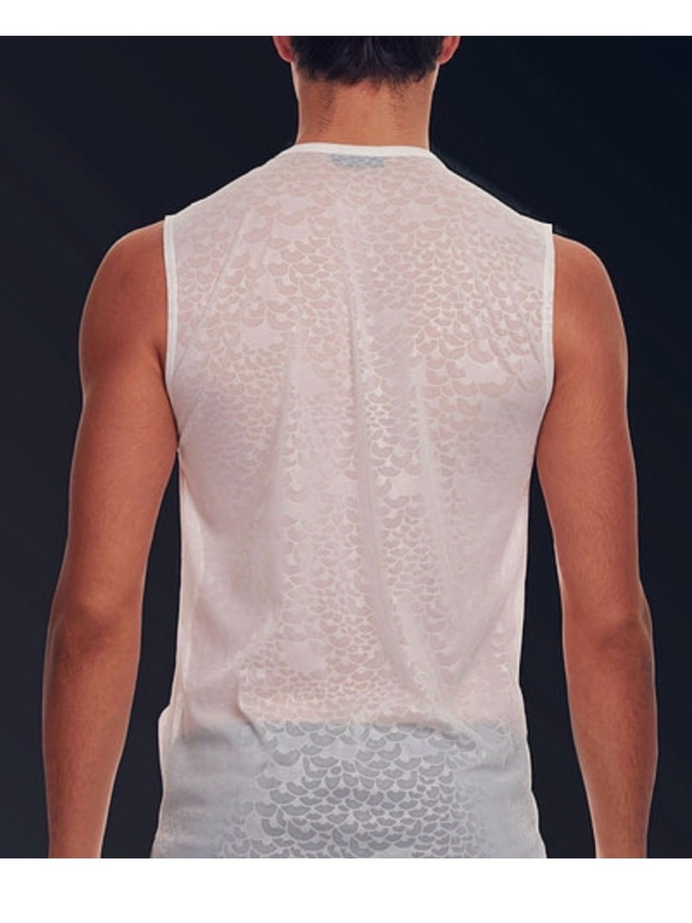 Men's White V-Neck Sleeveless Shirt with Eagle Graphic S1045 - Picture 2 of 10